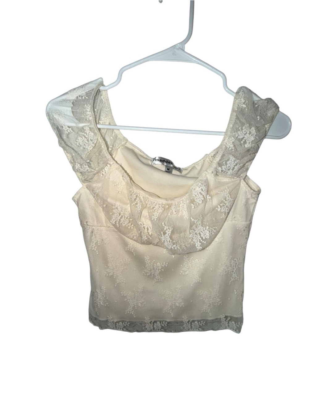 Madden Girl Cream Lace Cowl Neck Camisole